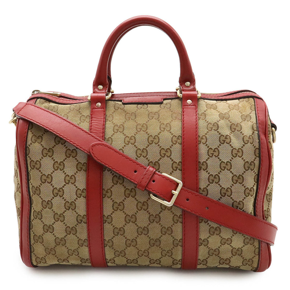 Gucci GG Canvas Shoulder Bag Bag Crossbody Leather Beige Cream Pink Red
